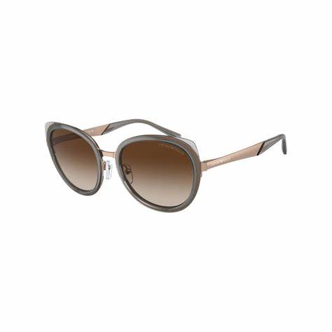 Lunettes de soleil Emporio Armani EA2146 3361/13 pour femme - monture or rose brillant, verres marron dégradés, 53mm