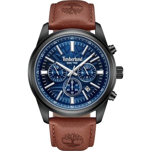TIMBERLANDTimberland TDWGF0041204 Northbridge Chronograph – 45mm Black Steel Case, Blue Dial, Brown Leather StrapWATCHESEcecile