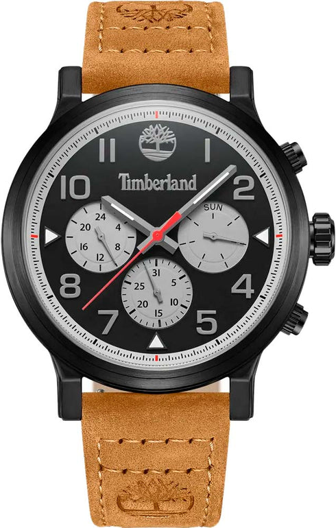 TIMBERLANDTimberland Pancher TDWGF0028902 Men's 46mm Black Dial Quartz Watch – Brown Leather StrapWATCHESEcecile