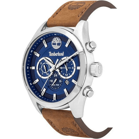 TIMBERLANDTimberland Ashmont TBL16062JYS03 Men's 46mm Blue Dial Quartz Watch – Brown Leather StrapWATCHESEcecile