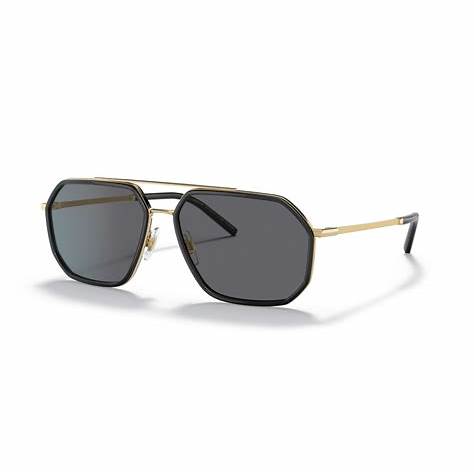 Dolce & Gabbana DG2285 02/81 60 Men's Geometric Sunglasses - Gold Metal Frame, Gray Lenses