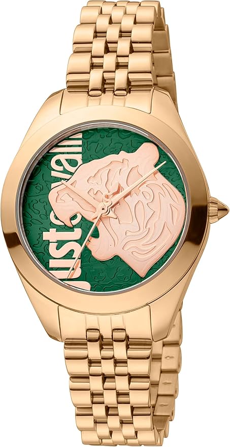 Just Cavalli Animalier Pantera JC1L210M0165 Women's 32mm Quartz Watch – Rose Gold Stainless Steel, Green Dial, 5 ATM Water Resistance