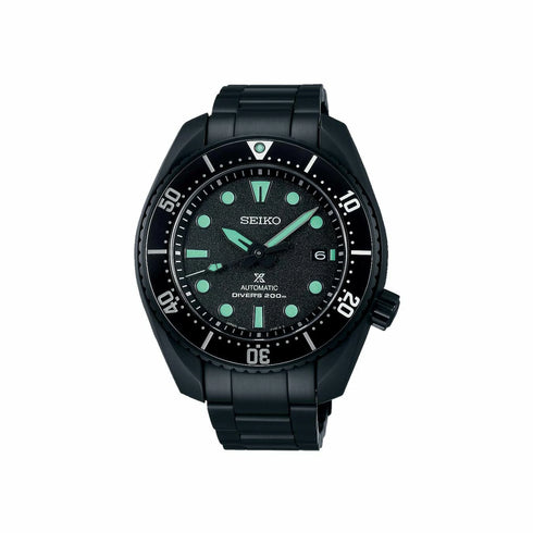 Seiko Prospex SRPK43K1 Reloj de buceo automático para hombre - Esfera negra, brazalete de acero inoxidable negro