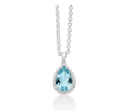 MILUNAMiluna CLD4348 Women's Necklace - 925 Silver with Blue Topaz PendantJEWELRYEcecile