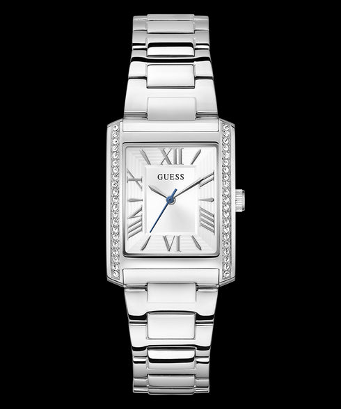 Guess Bonnie GW0874L1 Women’s Silver‑Tone Tank Watch – 27 mm