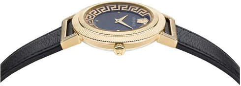 Versace Greca Chic VE3D00322 Women's Watch - Gold-Tone Stainless Steel, Black Dial, 36mm