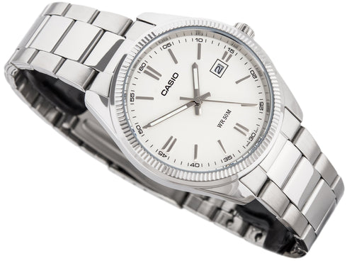 CASIO & VINTAGECasio MTP - 1302PD - 7A1VEF Men's Watch - White Dial, Stainless Steel BandWATCHESEcecile