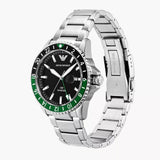 Orologio Emporio Armani AR11589 GMT Uomo - Acciaio inossidabile argento, quadrante nero