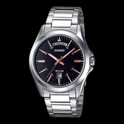 CASIO & VINTAGECasio MTP - 1370D - 1A2VDF Men's Watch – 39.8mm Stainless Steel, Black Dial, Day - Date DisplayWATCHESEcecile