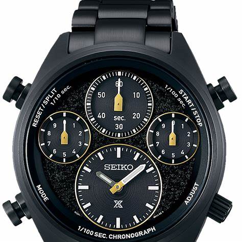 Seiko Prospex SFJ007P1 Reloj Cronógrafo Solar Hombre - Esfera Negra, Brazalete Acero Inoxidable Negro