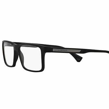 Emporio Armani EA3038 5063 B 56 Men's Eyeglasses - Matte Black Frame, Clear Lenses