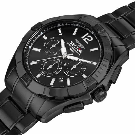 Sector 790 R3273636002 Herren Chronograph Quarzuhr - 42mm schwarzes Zifferblatt, schwarzes Edelstahlarmband