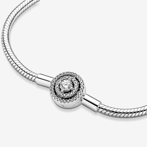 PANDORAPandora 590038C01 - 18 Moments Halo Snake Chain Bracelet – Sterling Silver, 18cmBIJOUXEcecile