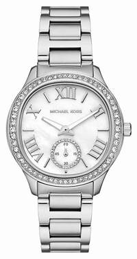 Michael Kors MK4807 Montre pour femme en métal argenté et cristal pavé
