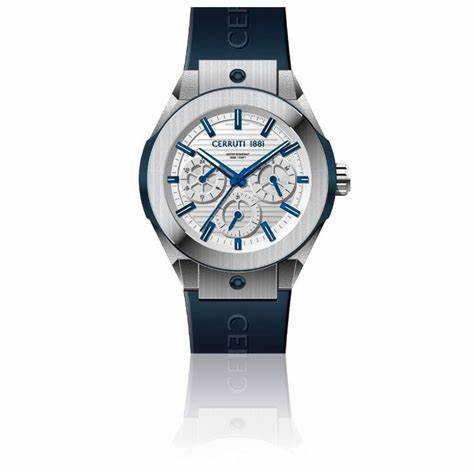 CERRUTI 1881Cerruti 1881 Ruscello CIWGQ2116906 Men's Quartz Watch - White Dial, Blue Rubber StrapWATCHESEcecile