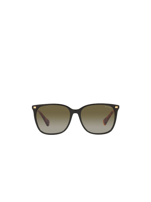 Ralph by Ralph Lauren RA5293 6037/8E Lunettes de soleil carrées pour femme - monture noire brillante, verres verts dégradés