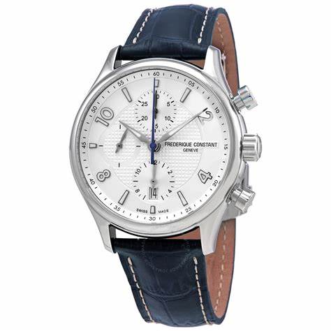 FREDERIQUE CONSTANTFrederique Constant Runabout Chronograph Automatic FC - 392RMS5B6 – Silver Dial, Blue Leather StrapWATCHESEcecile
