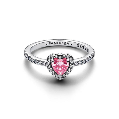 PANDORAPandora Elevated Pink Heart Ring 198421C03 – Sterling Silver with Pink Heart - Shaped StoneBIJOUXEcecile