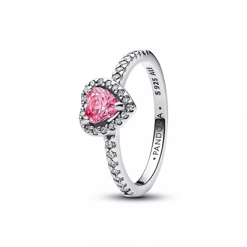 PANDORAPandora Elevated Pink Heart Ring 198421C03 – Sterling Silver with Pink Heart - Shaped StoneBIJOUXEcecile