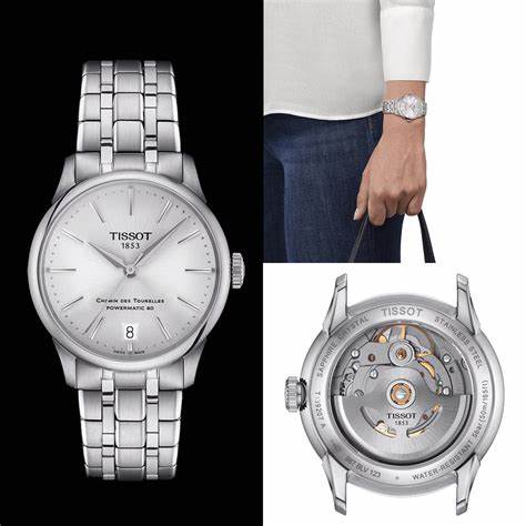 TISSOTTissot Chemin des Tourelles Powermatic 80 Women's Watch T1392071103100 - 34mm Stainless Steel, Silver DialWATCHESEcecile