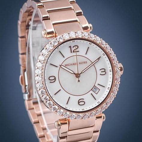 Montre en acier inoxydable Michael Kors MK4695 Parker pour femme, ton or rose