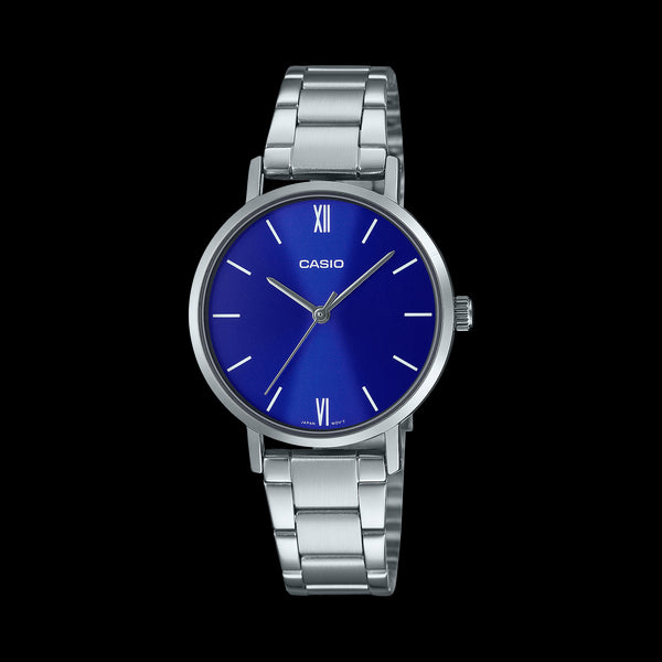 CASIO & VINTAGECasio LTP - VT02D - 2AUDF Women's Analog Watch - Blue Dial, Stainless Steel BandWATCHESEcecile