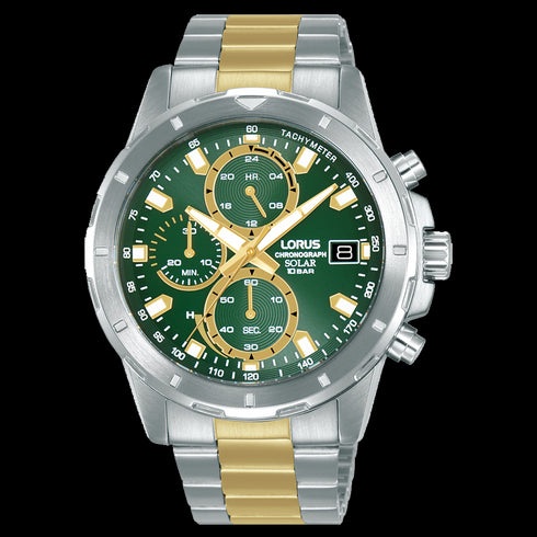 Lorus RZ605AX9 Solar Chronograph Men’s Watch – Green Dial, 100 m Water-Resist