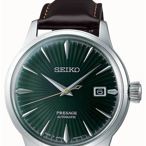 SEIKOSeiko Presage SRPD37J1 Men's Automatic Watch - Green Dial, Brown Leather StrapWATCHESEcecile