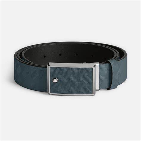 Montblanc Extreme 3.0 35mm Leather Belt 199104 - Avio Blue, Palladium-Finish Buckle