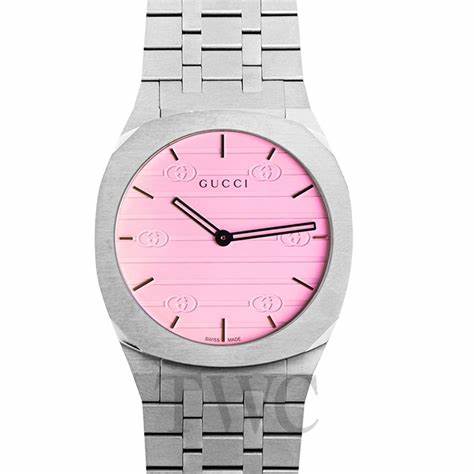 Montre unisexe Gucci 25H YA163410 - cadran rose, bracelet en acier inoxydable