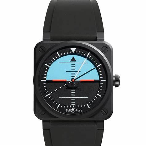 BELL & ROSSBell & Ross BR 03 Horizon Limited Edition Men's Automatic Watch BR03A - HRZ - CE/SRB - Black and Blue Dial, Black Ceramic Case, Black Rubber StrapWATCHESEcecile