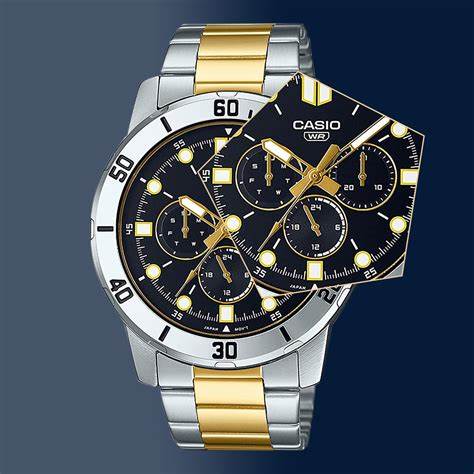 CASIO & VINTAGECasio MTP - VD300SG - 1EUDF Men's Two - Tone Stainless Steel Watch – Black DialWATCHESEcecile