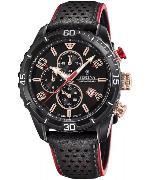 FESTINAFestina F20519/4 Chrono Sport Men's Watch – 45mm Black Dial, Leather Strap, 100MWATCHESEcecile