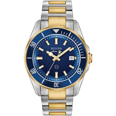 BULOVABulova Marine Star 98B334 Men's 43mm Two - Tone SS Watch, Blue Dial, Date DisplayWATCHESEcecile