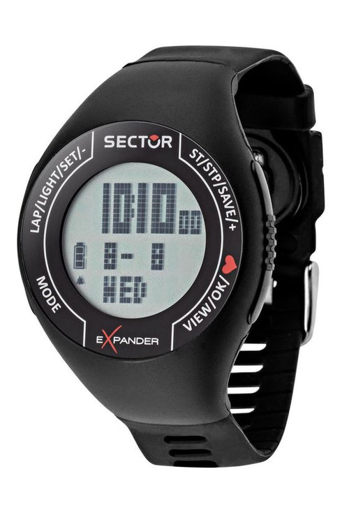 Sector Street Fashion R3251473001 Men's Digital Watch - 47x65mm Black Polycarbonate Case, Black PU Strap