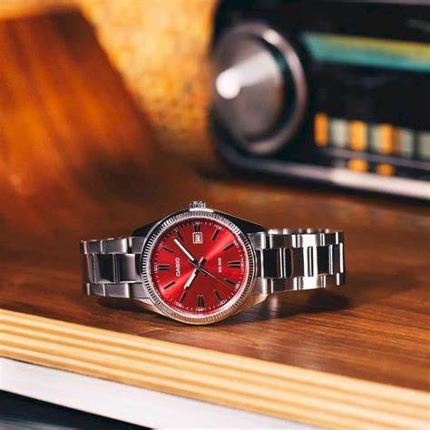 CASIO & VINTAGECasio MTP - 1302PD - 4AVEF Men's Analog Watch - Stainless Steel Band, Red DialWATCHESEcecile