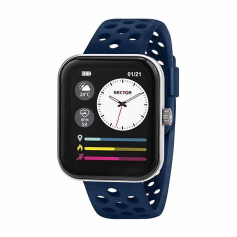SECTORSector S - 03 Pro R3251159002 Unisex Smartwatch - 45x38mm Silver Case, Blue Silicone StrapWATCHESEcecile