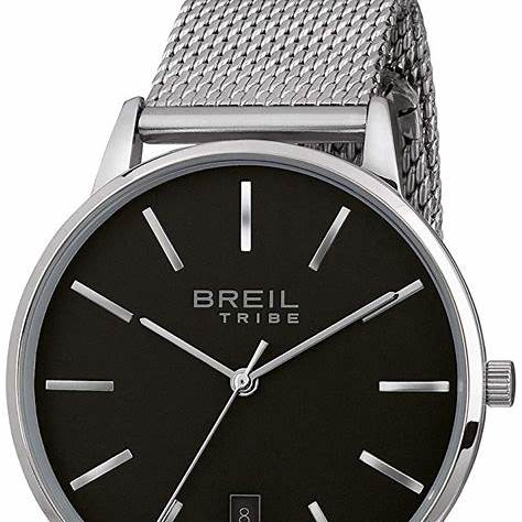 BREILBreil Avery EW0458 Men's Ultra - Thin Quartz Watch - 41mm Matte Black Dial, Stainless Steel Mesh BraceleWATCHESEcecile