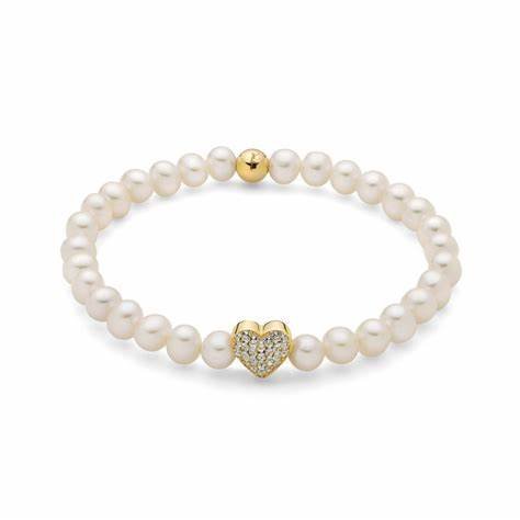 MILUNAMiluna PBR3506G - TPZ Women's Bracelet - 925 Silver with White Pearls and Heart DesignJEWELRYEcecile