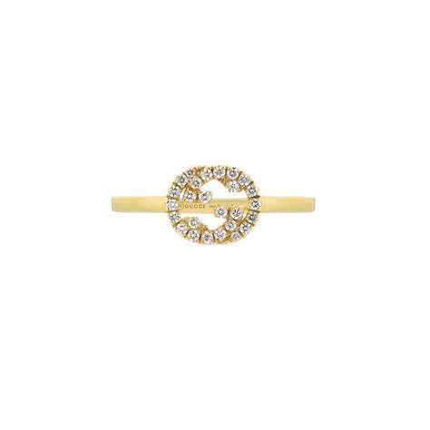 Bague Gucci en or jaune 18 ct avec 0,12 ct de diamant - Taille 6