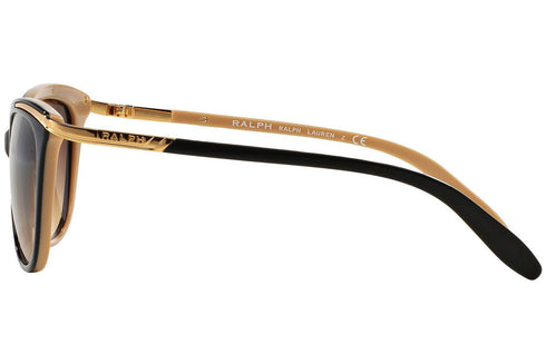 Ralph by Ralph Lauren RA5203 1090/13 Women's Cat-Eye Sunglasses – Shiny Black and Nude Frame, Brown Gradient Lenses