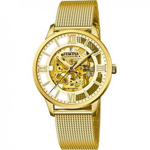 FESTINAFestina F20667/1 Automatic Skeleton Watch – Gold Stainless Steel, Sapphire Crystal, 42mmWATCHESEcecile