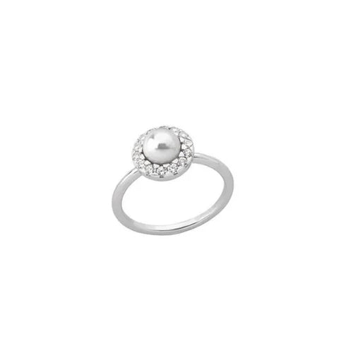 MAJORICAMajorica 15256.01.2.911.010.1 Women's Ring – Rhodium - Plated Silver, 10mm White Pearl, Zirconia Halo, Size 17BIJOUXEcecile