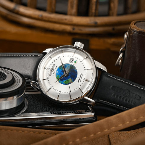 ZEPPELINZeppelin Atlantic Automatic GMT 8468 - 5 Men's Watch - Beige Dial, Brown Leather StrapWATCHESEcecile