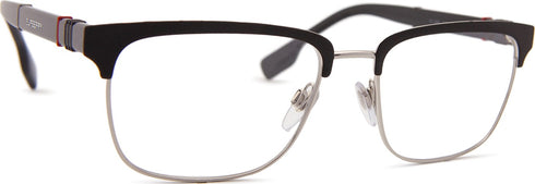 Burberry BE 1348 1306 55 Men's Eyeglasses - Silver and Matte Black Metal Rectangle Frame