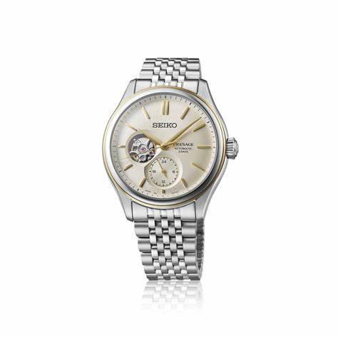 Seiko Presage SPB480J1 Shiro-iro Open Heart Orologio automatico - Quadrante bianco, bracciale in acciaio inossidabile