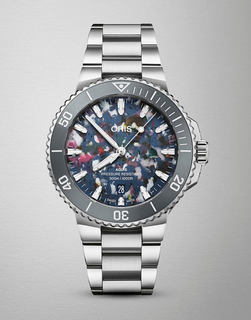 Oris Aquis Date Upcycle 73377664150SET - 41,5 mm, quadrante in PET riciclato, 300 m Diver