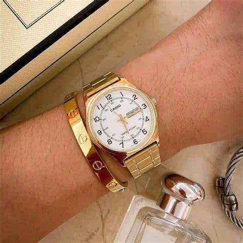 CASIO & VINTAGECasio MTP - V006G - 7BUDF Men's Watch - White Dial, Gold - Tone Stainless Steel BraceletWATCHESEcecile