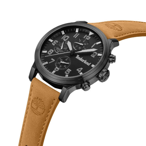 TIMBERLANDTimberland TDWGF0055701 Driscoll Chronograph – Black Dial, 46mm Steel Case, Brown Leather StrapWATCHESEcecile