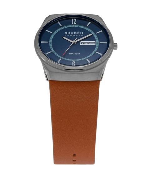 SKAGEN DENMARKSkagen SKW6906 Melbye Titanium Watch – Blue Dial, Brown Leather Strap, 40mmWATCHESEcecile